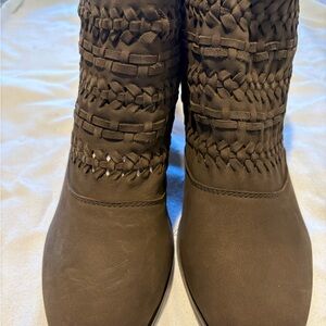 Diba Faux Suede Booties - Dark Brown, Brand New